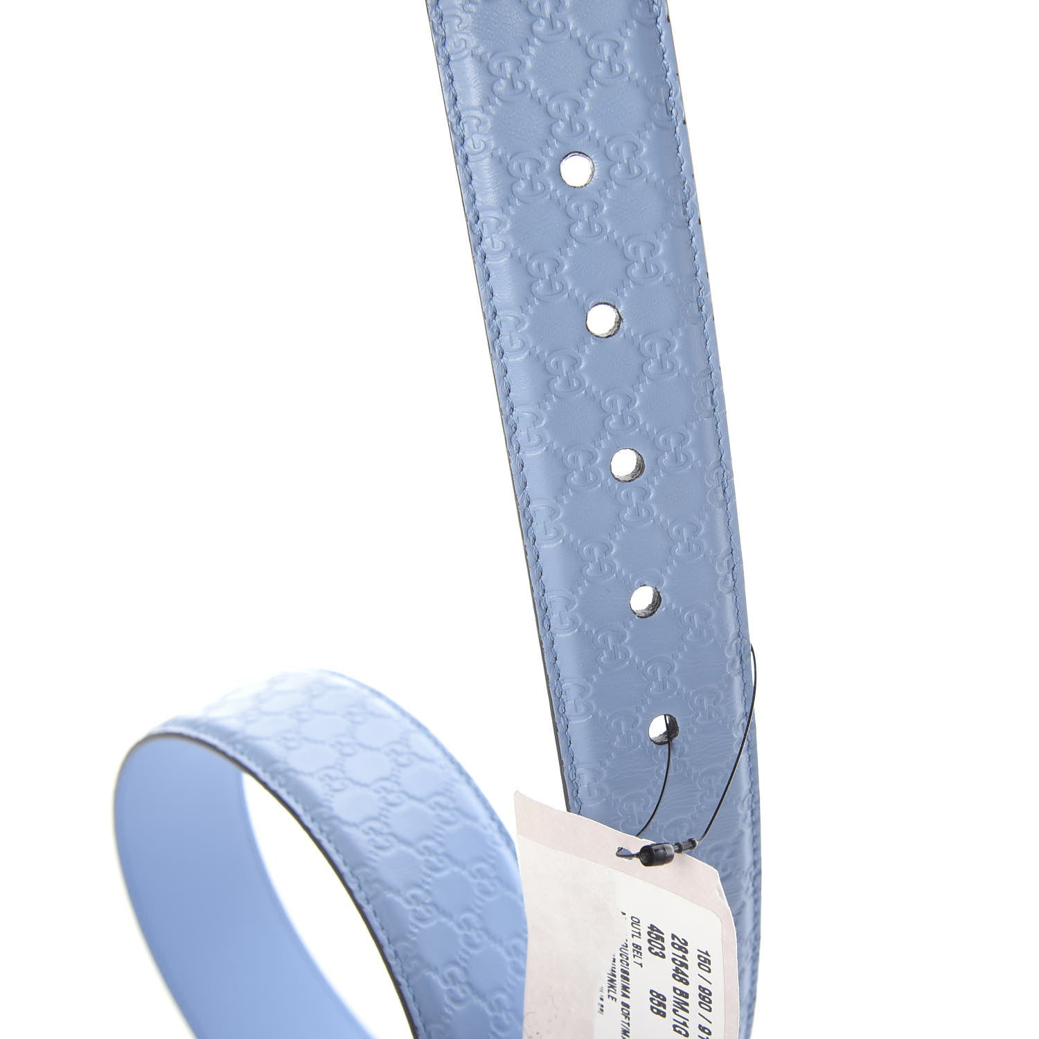 Gucci Soft Microguccissima Margaux Calfskin Belt 85 34 Mineral Blue 5 of 5