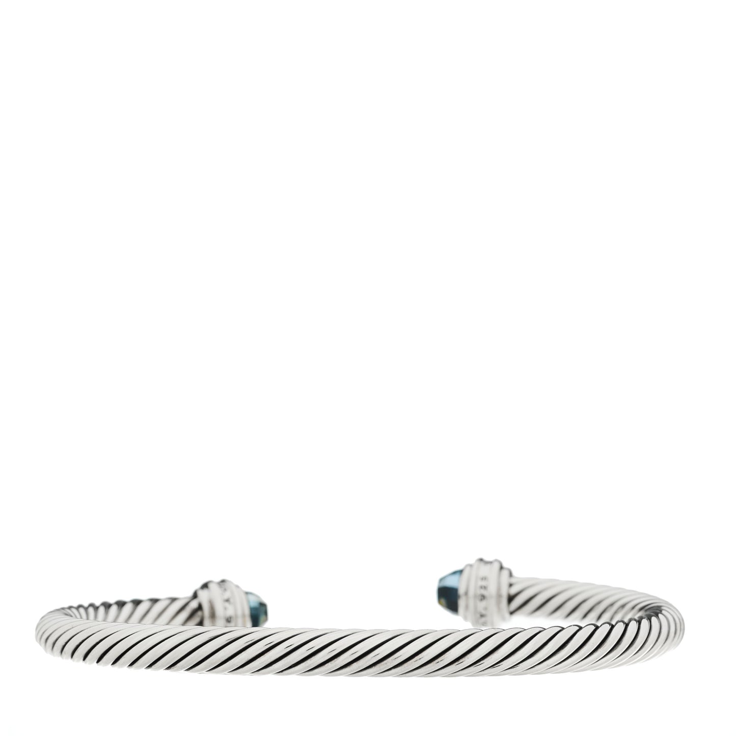 Sterling Silver Diamond Hampton Blue Topaz 5mm Cable Classics Bracelet