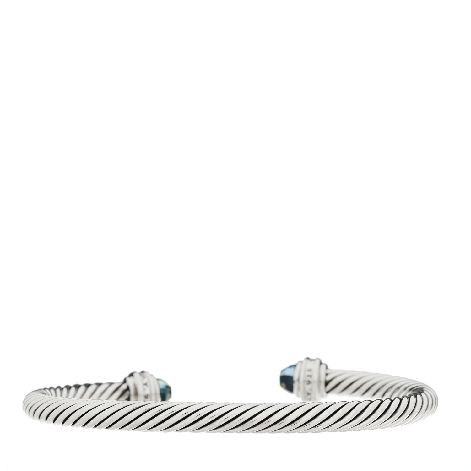 David Yurman Sterling Silver Diamond Hampton Blue Topaz 5mm Cable Classics Bracelet 2 of 3