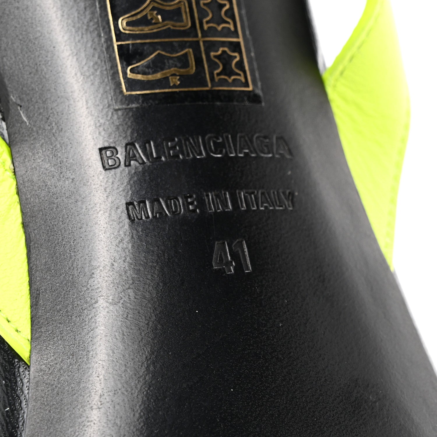 Balenciaga Calfskin Logo Afterhour 90mm Sandal 41 Black Fluo Yellow 6 of 9