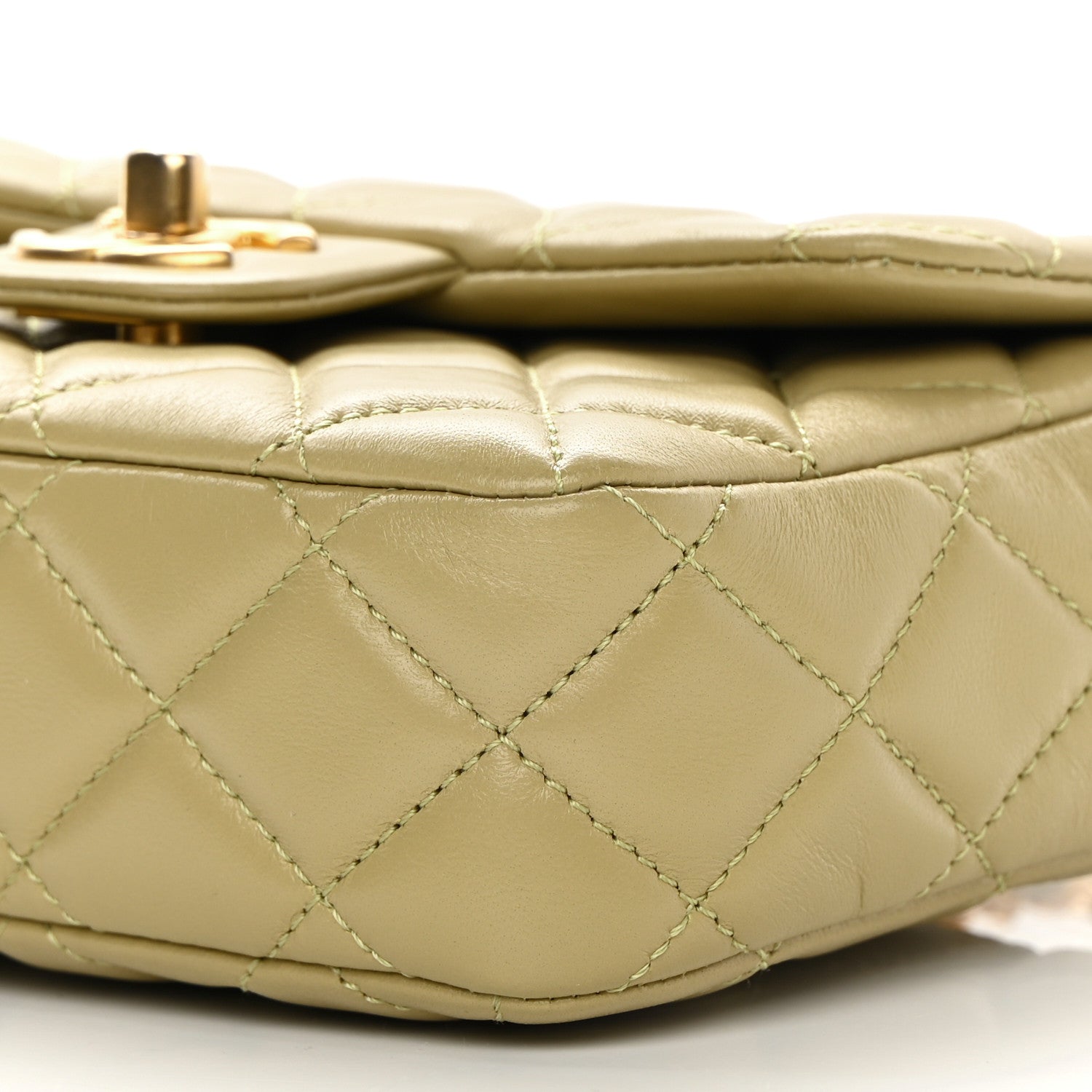 Chanel Lambskin Enamel Quilted Mini Coco Hearts Square Flap Light Green 10 of 13
