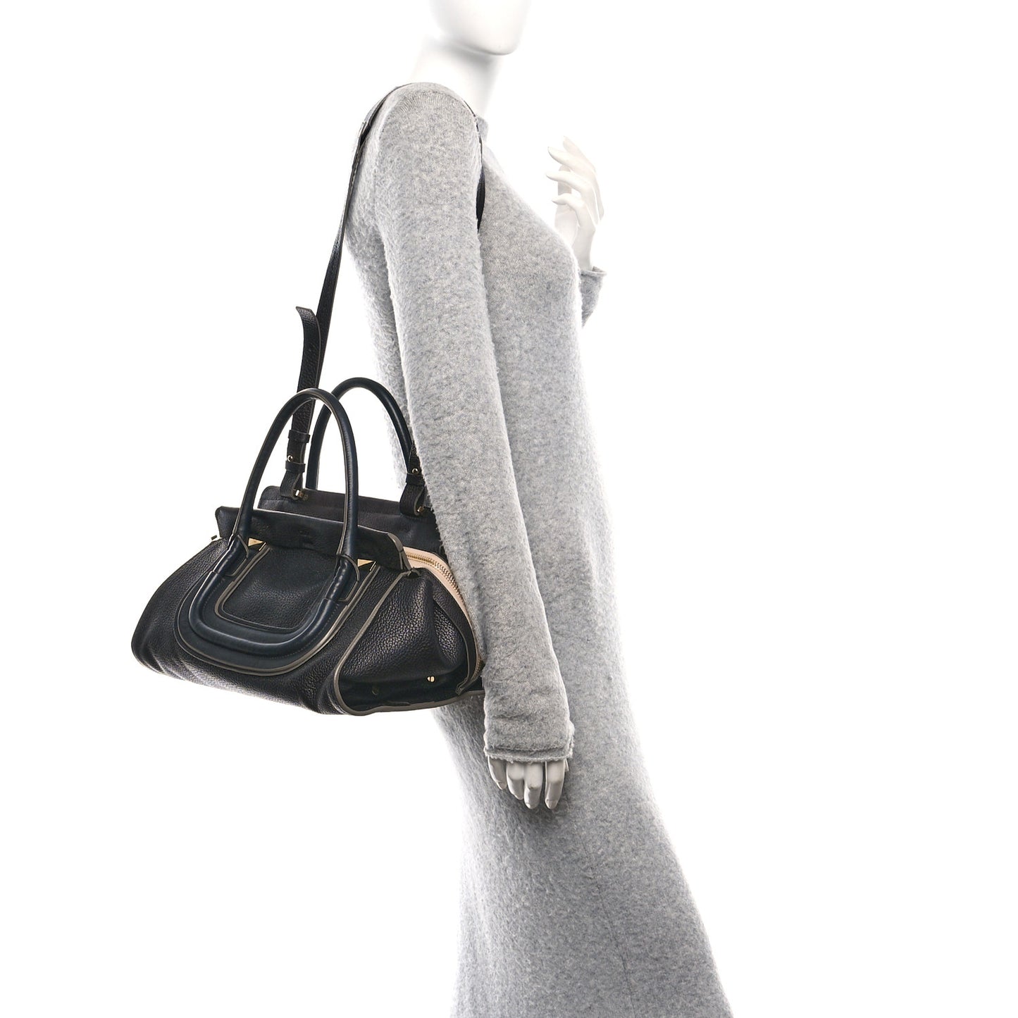 Calfskin Medium Everston Satchel Black