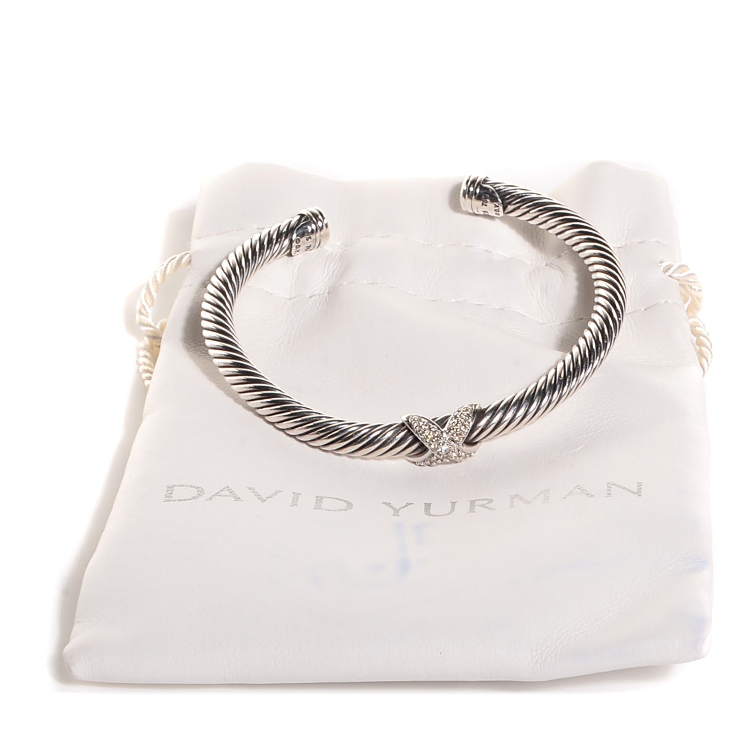 David Yurman Sterling Silver Diamond 4mm X Cable Bracelet 4 of 6