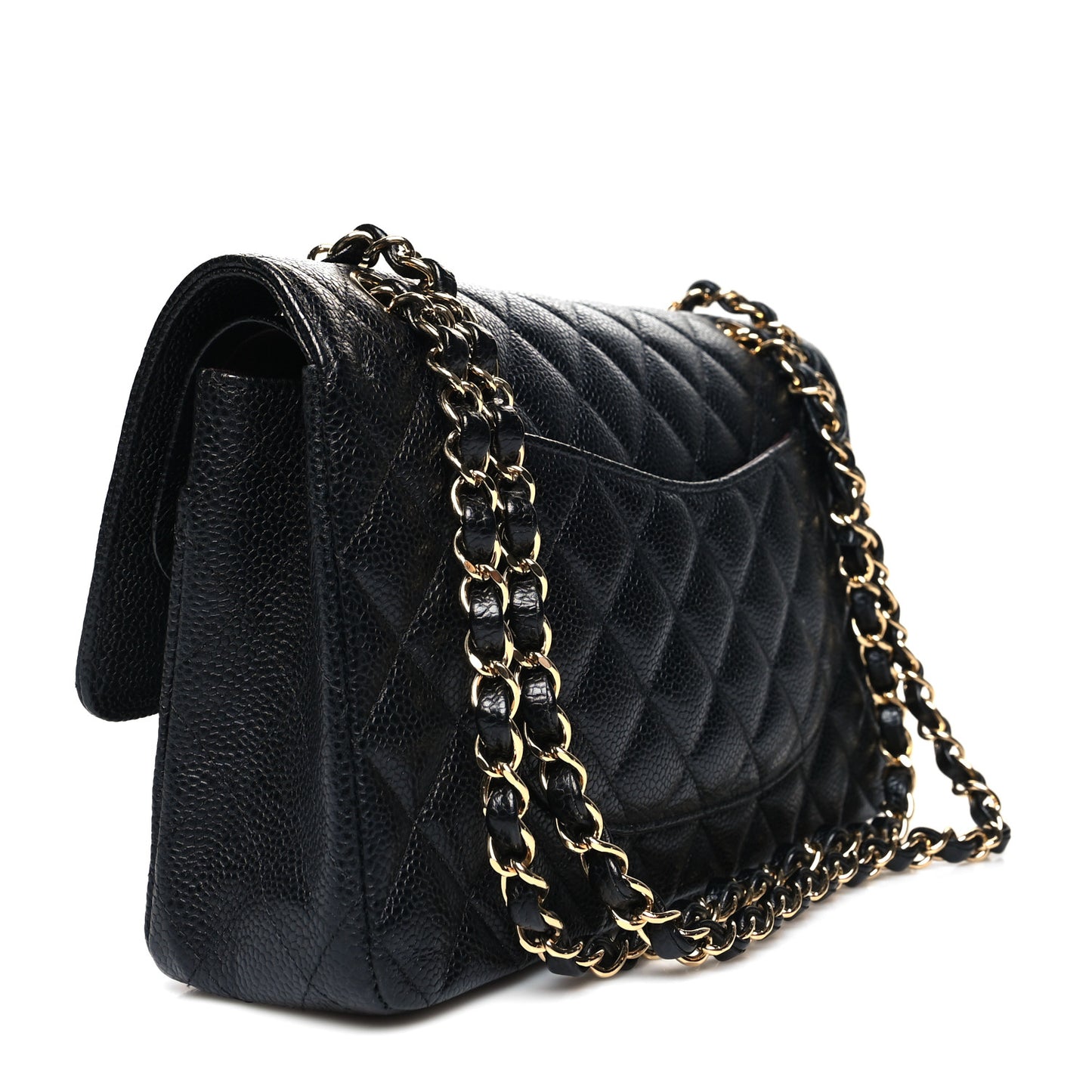 Caviar Quilted Medium Double Flap Black