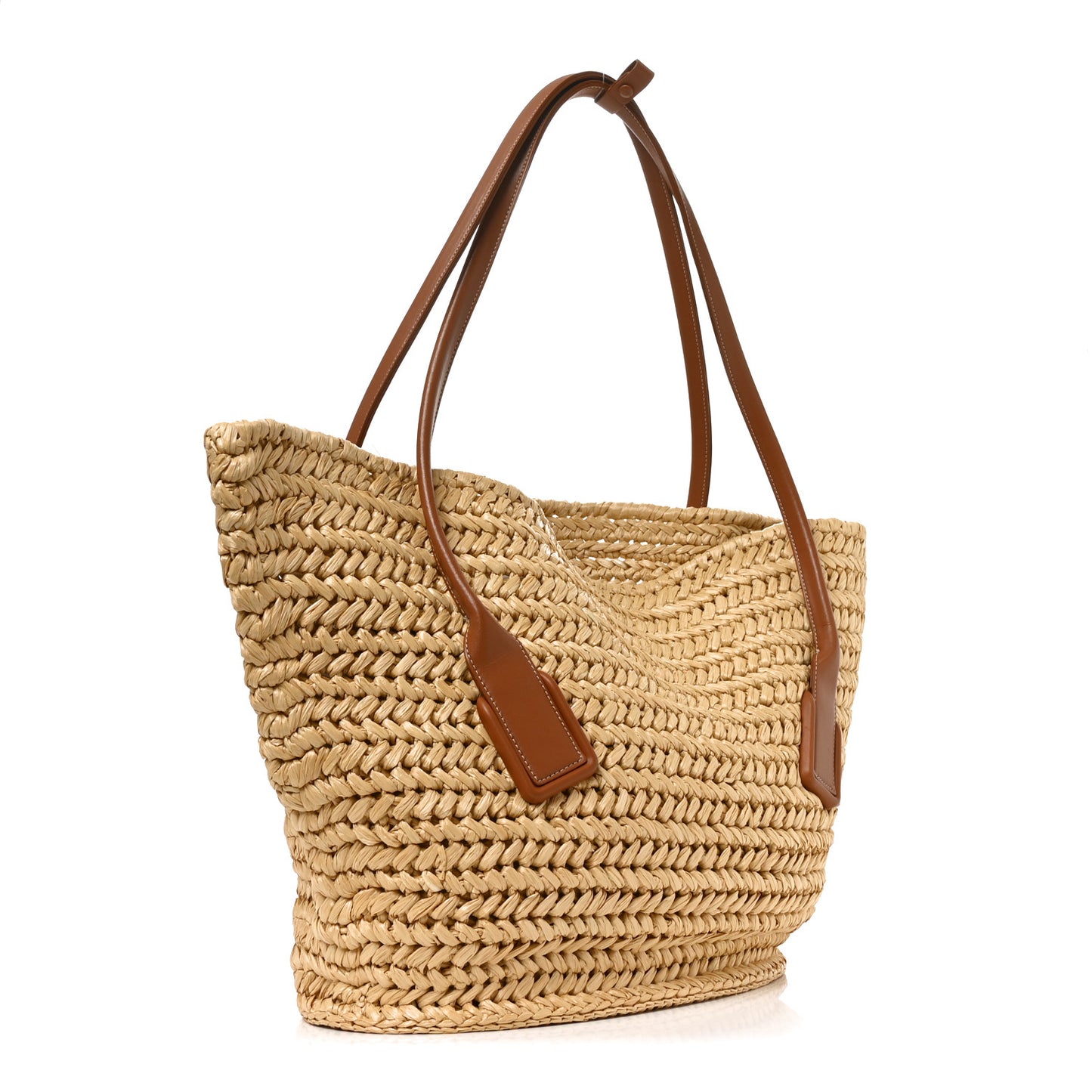 Raffia Calfskin Medium Arco Natural Wood