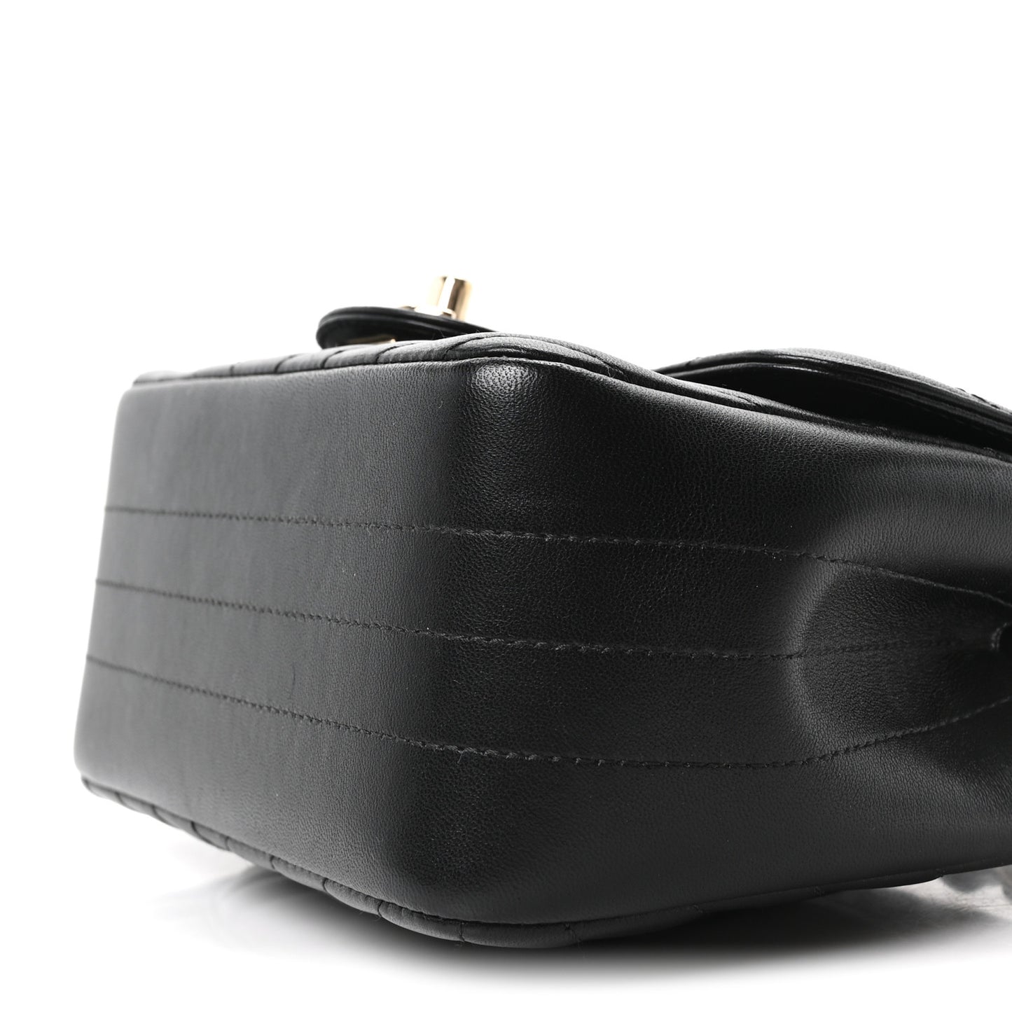 Lambskin Chevron Quilted Mini Square Flap Black