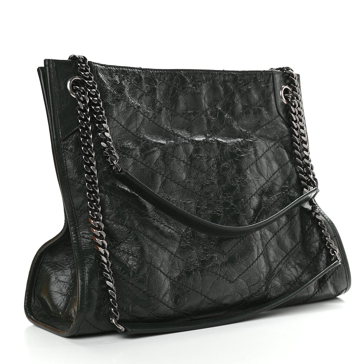 Saint Laurent Crinkled Calfskin Matelasse Monogram Medium Niki Shopper Tote New Vert 3 of 8