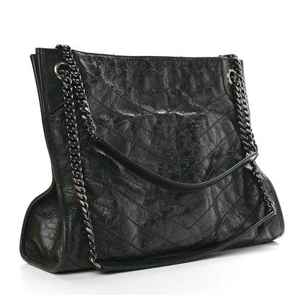 Saint Laurent Crinkled Calfskin Matelasse Monogram Medium Niki Shopper Tote New Vert 3 of 8