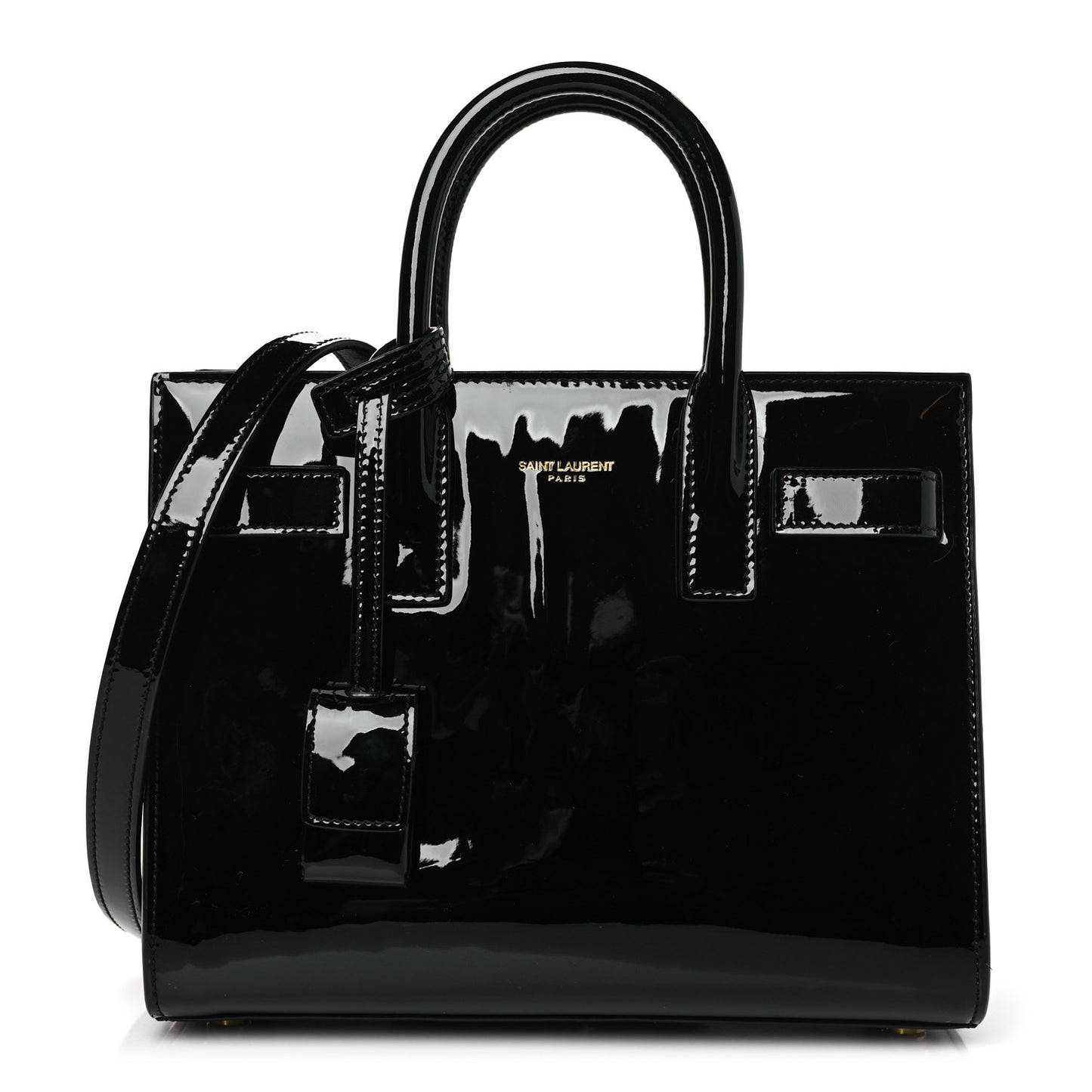 Patent Calfskin Nano Sac de Jour Black