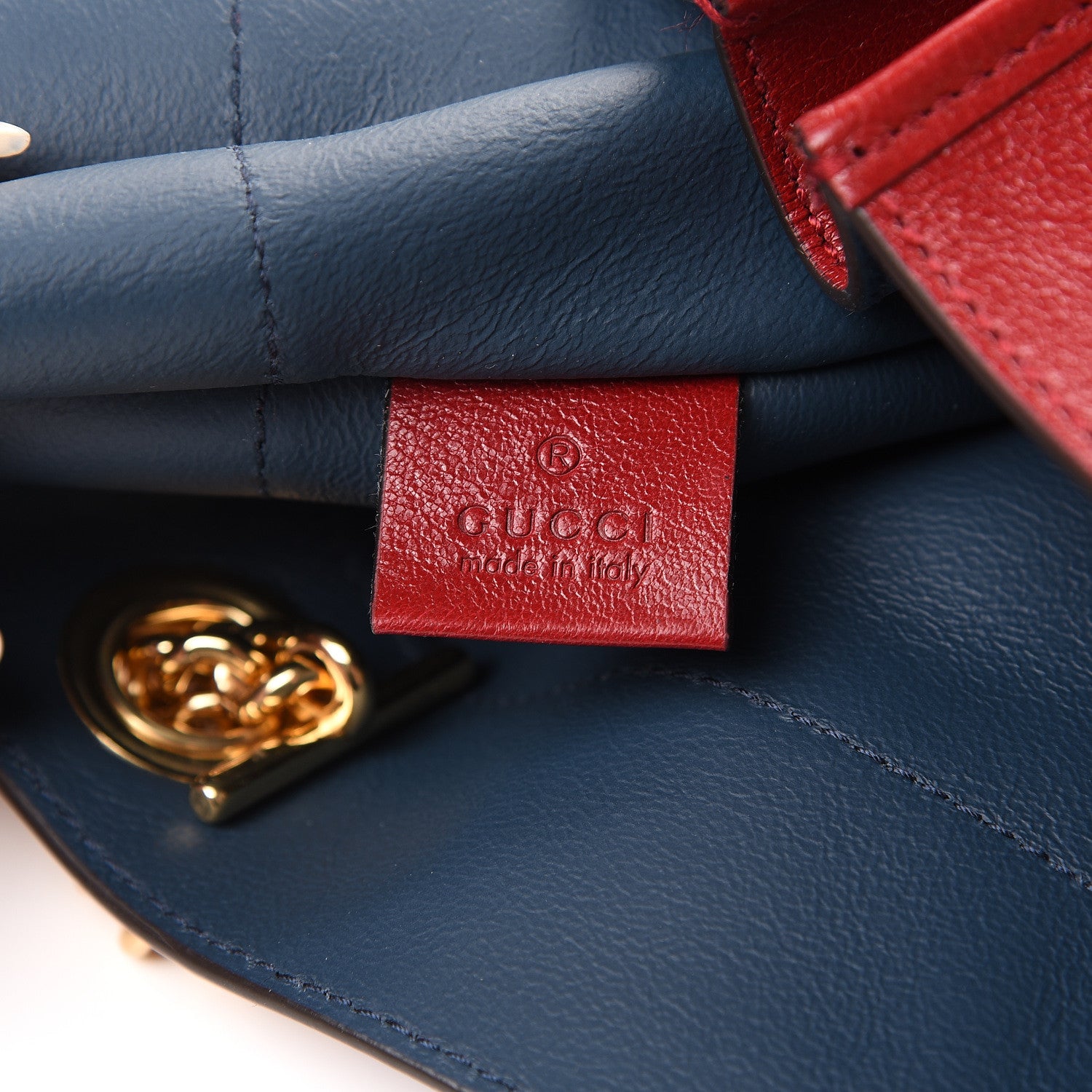 Gucci Suede Calfskin Large Rajah Chain Tote New Blue Romantic Cherry 6 of 13