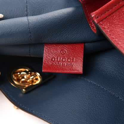 Gucci Suede Calfskin Large Rajah Chain Tote New Blue Romantic Cherry 6 of 13
