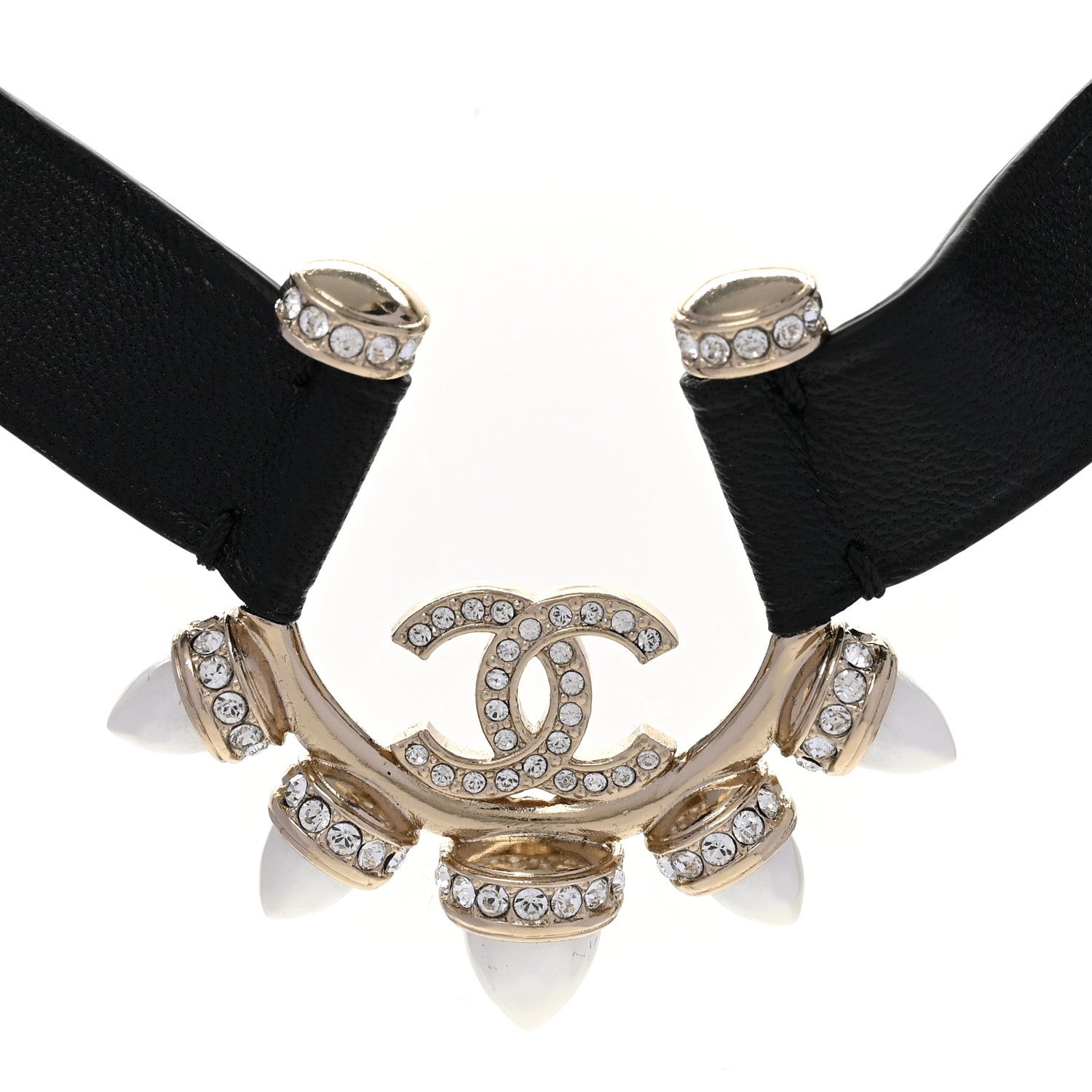 Chanel Lambskin Spike Pearl Crystal CC Choker Black 4 of 6