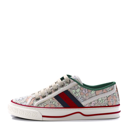 Gucci X LIBERTY OF LONDON Canvas Web Tracy Print Womens 1977 Tennis Sneakers 35 Mint Peach Mystic White 1 of 8