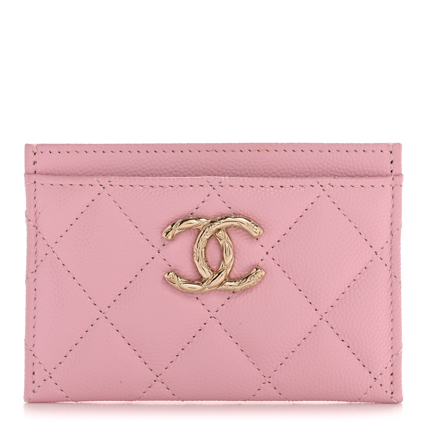 Caviar Quilted CC Card Holder Light Pink