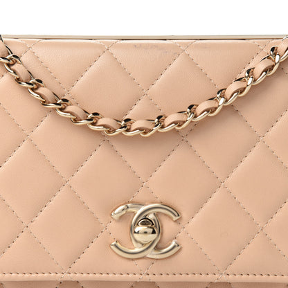 Chanel Lambskin Quilted Trendy CC Wallet On Chain WOC Beige 16 of 16