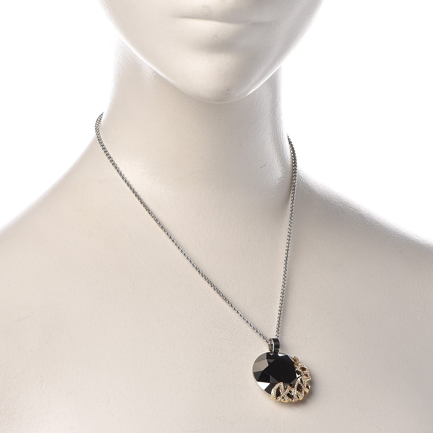 18K Yellow White Gold Diamond Chrome Necklace