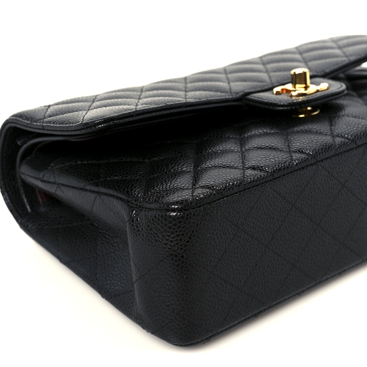 Caviar Quilted Medium Double Flap Black
