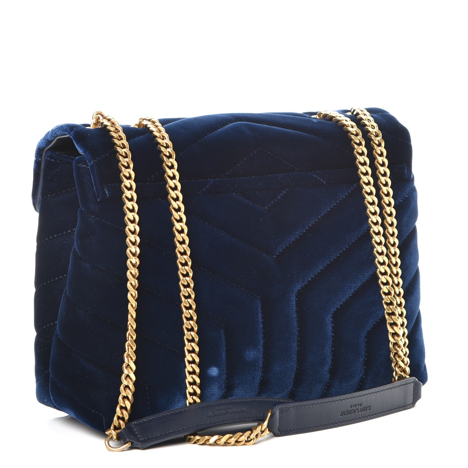 Saint Laurent Velvet Y Quilted Monogram Small Loulou Chain Satchel Medium Blue 4 of 9