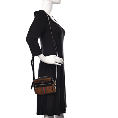 Gucci Suede Patent Web Mini Ophidia Shoulder Bag Nocciola Black 2 of 9