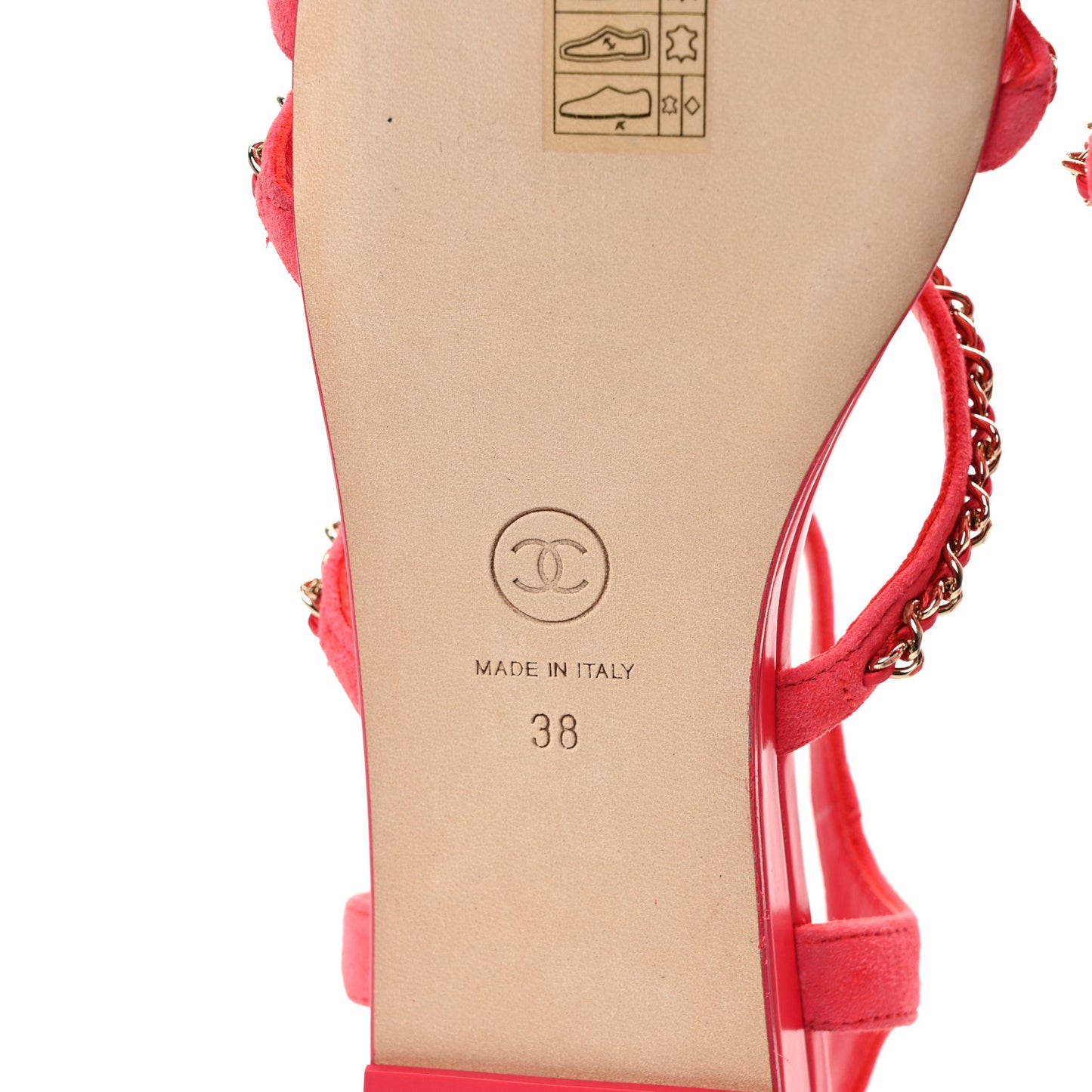 Suede Calfskin Chain Sandals 38 Fuchsia
