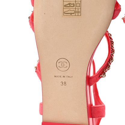 Chanel Suede Calfskin Chain Sandals 38 Fuchsia 7 of 8