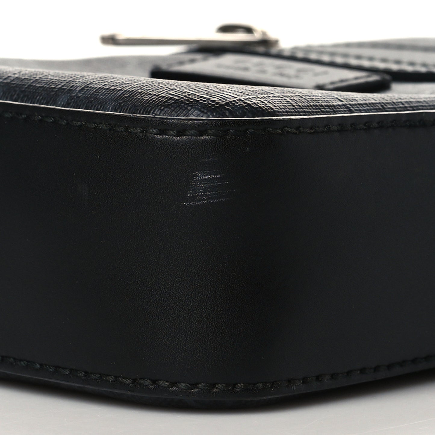 GG Supreme Monogram Appia Calfskin Web Small Camera Messenger Bag Black Grey