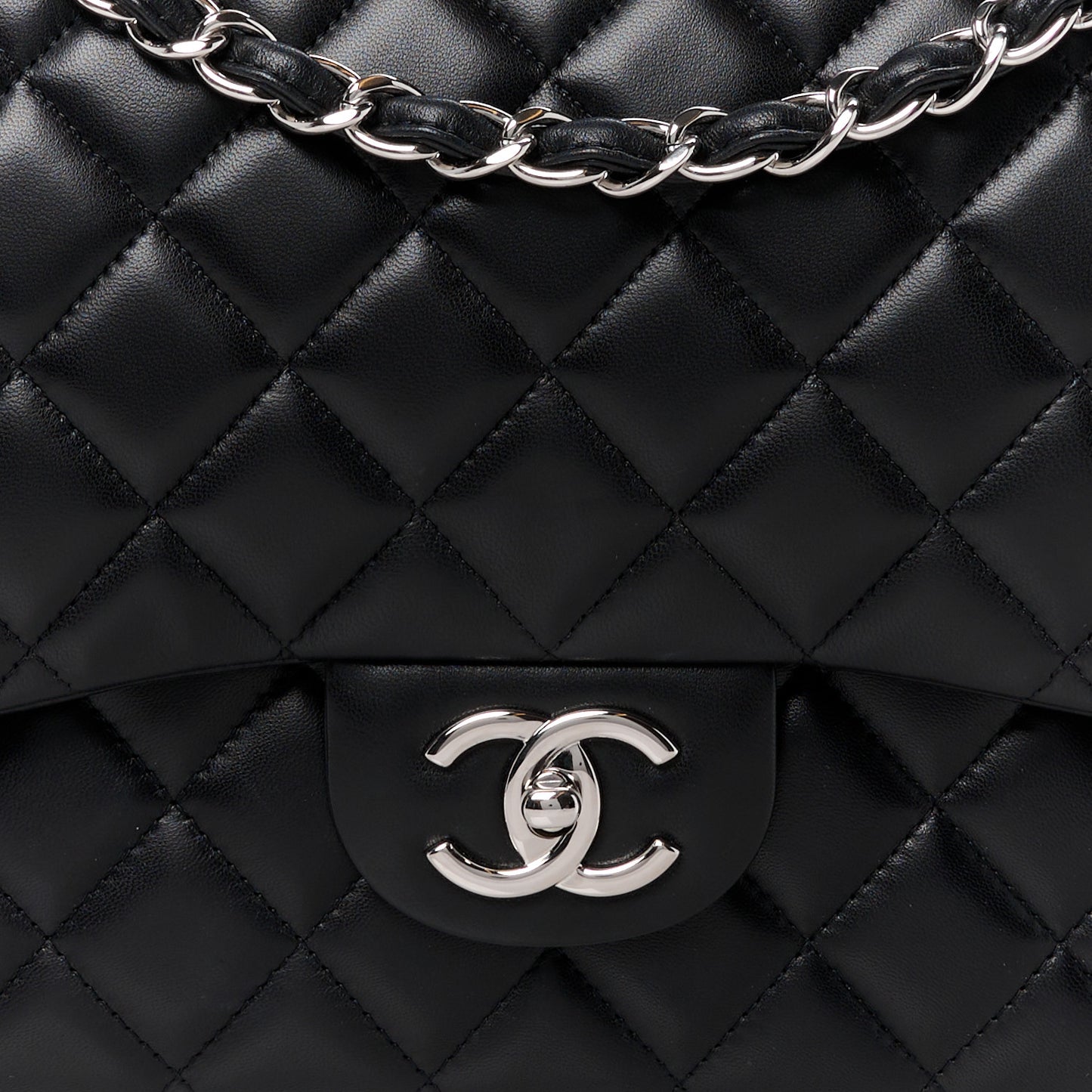 Lambskin Quilted Maxi Double Flap Black