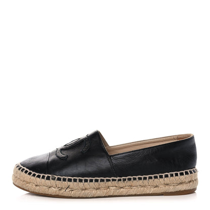 Chanel Lambskin CC Espadrilles 38 Black 1 of 11