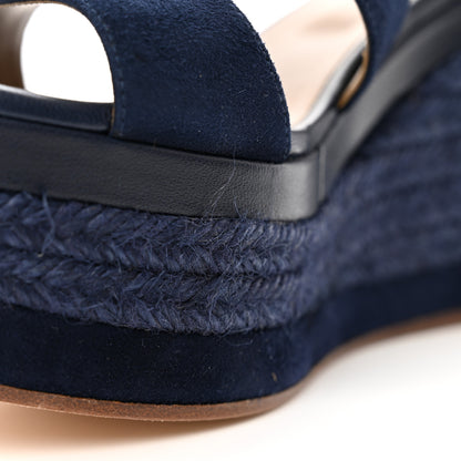 Hermes Suede Ilana Espadrille Wedge Sandals 36 Bleu Indigo 7 of 8