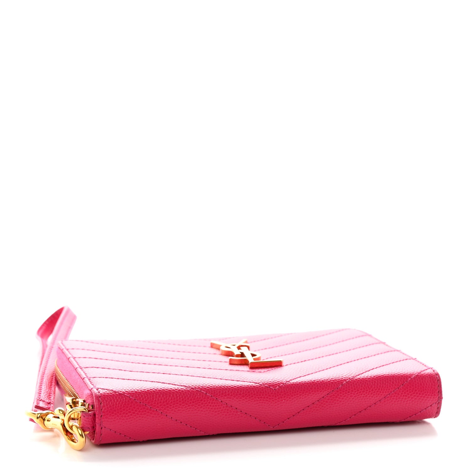 Saint Laurent Grain De Poudre Matelasse Chevron Monogram Phone Wallet Pink 4 of 12