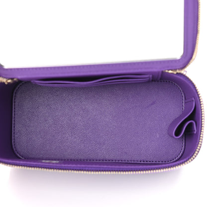 Chanel Lambskin Quilted Small Top Handle Vanity Case With Chain Purple 4 of 9
