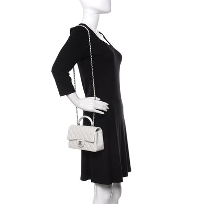 Chanel Iridescent Caviar Quilted Mini Top Handle Rectangular Flap White 2 of 11