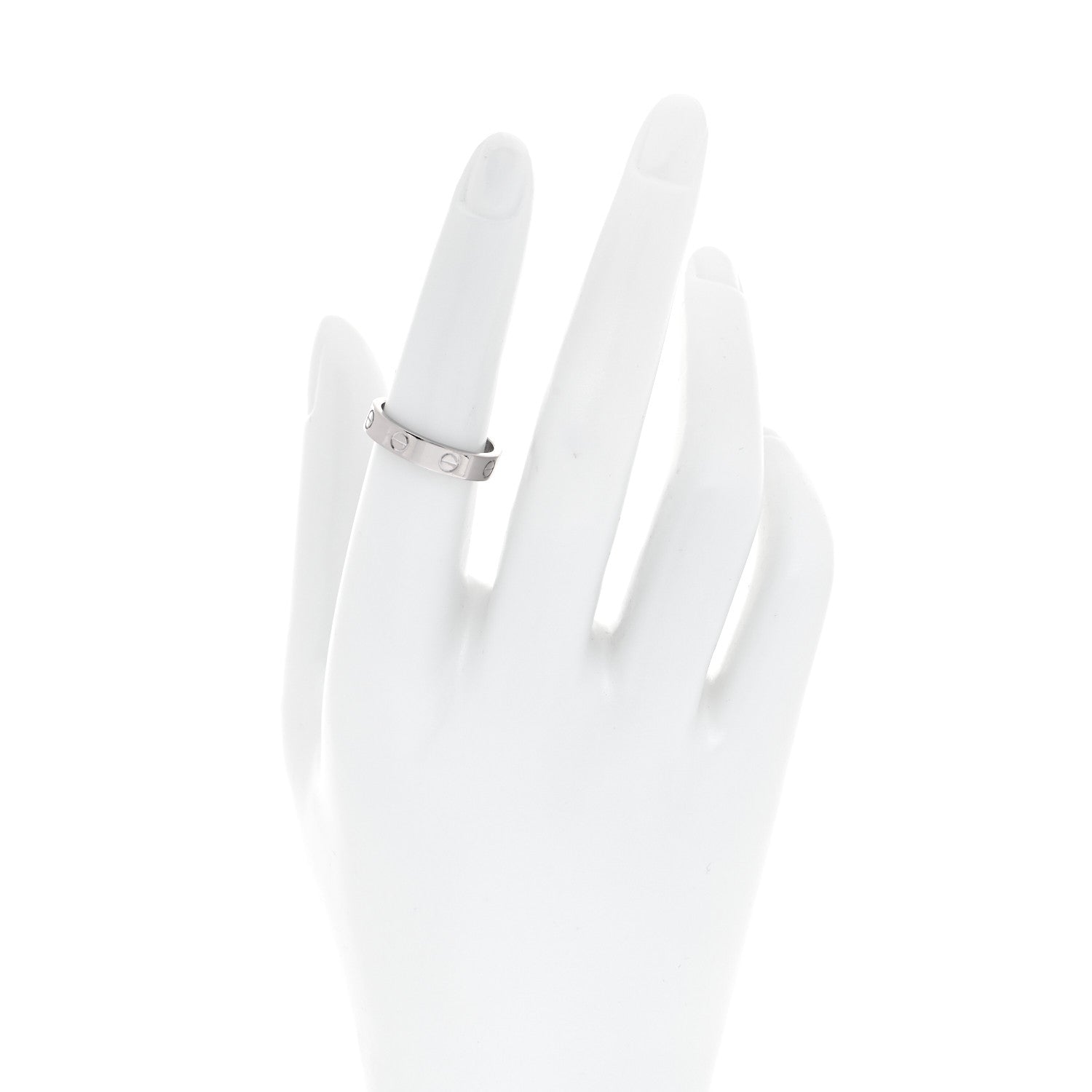 Cartier 18K White Gold Diamond 4mm LOVE Wedding Band Ring 53 6.25 2 of 4