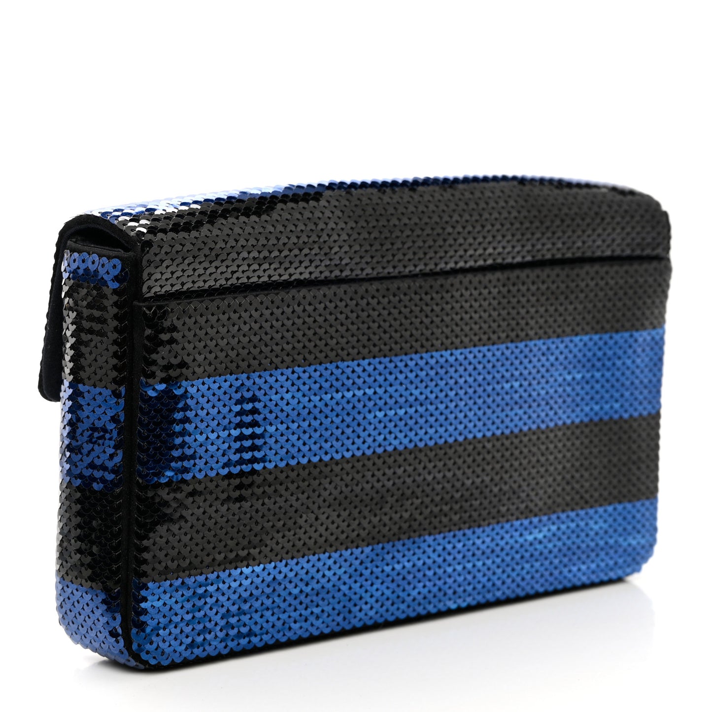 Paillettes Striped Clutch Black Blue