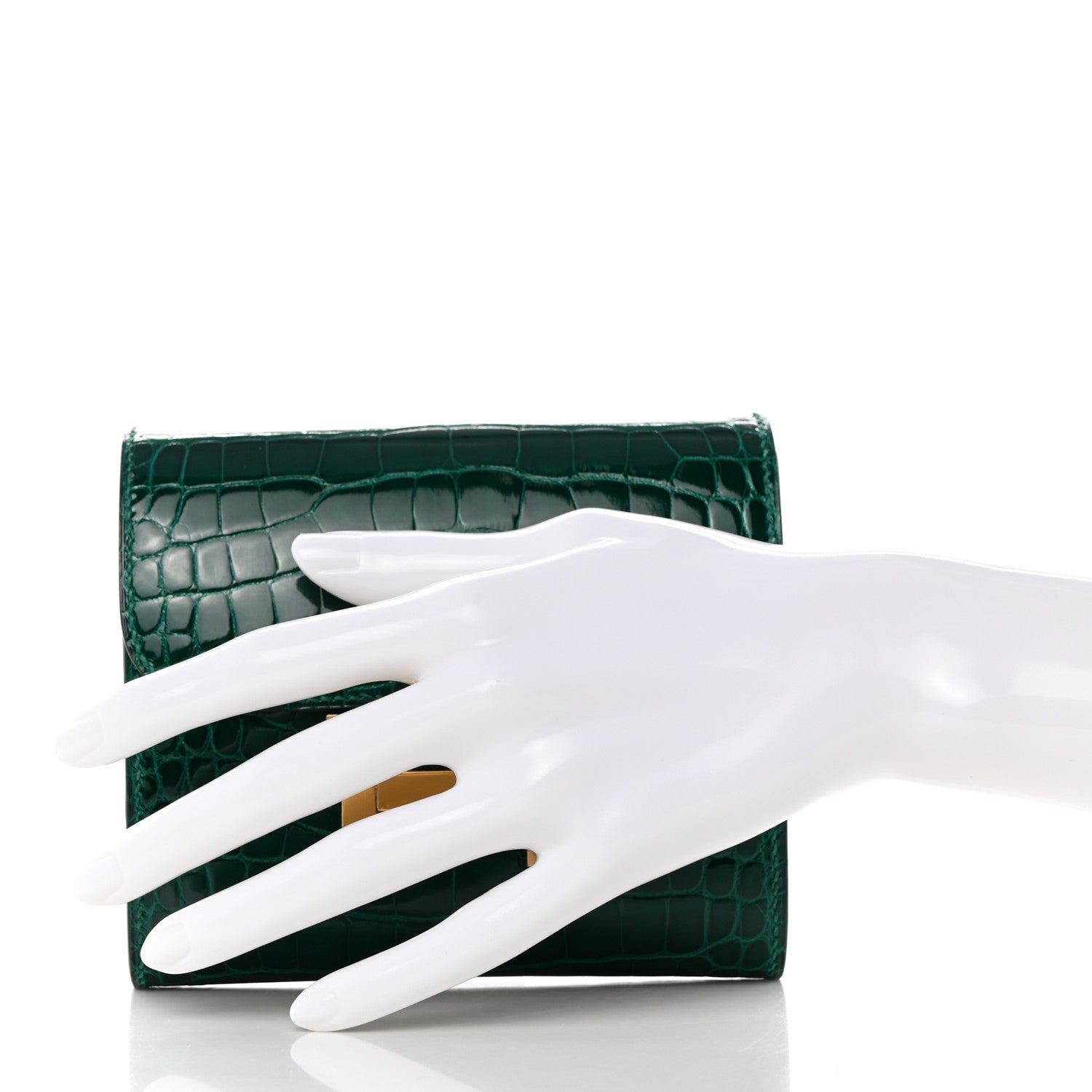 Hermes Shiny Alligator Constance Short Wallet Vert Emeraude 2 of 9