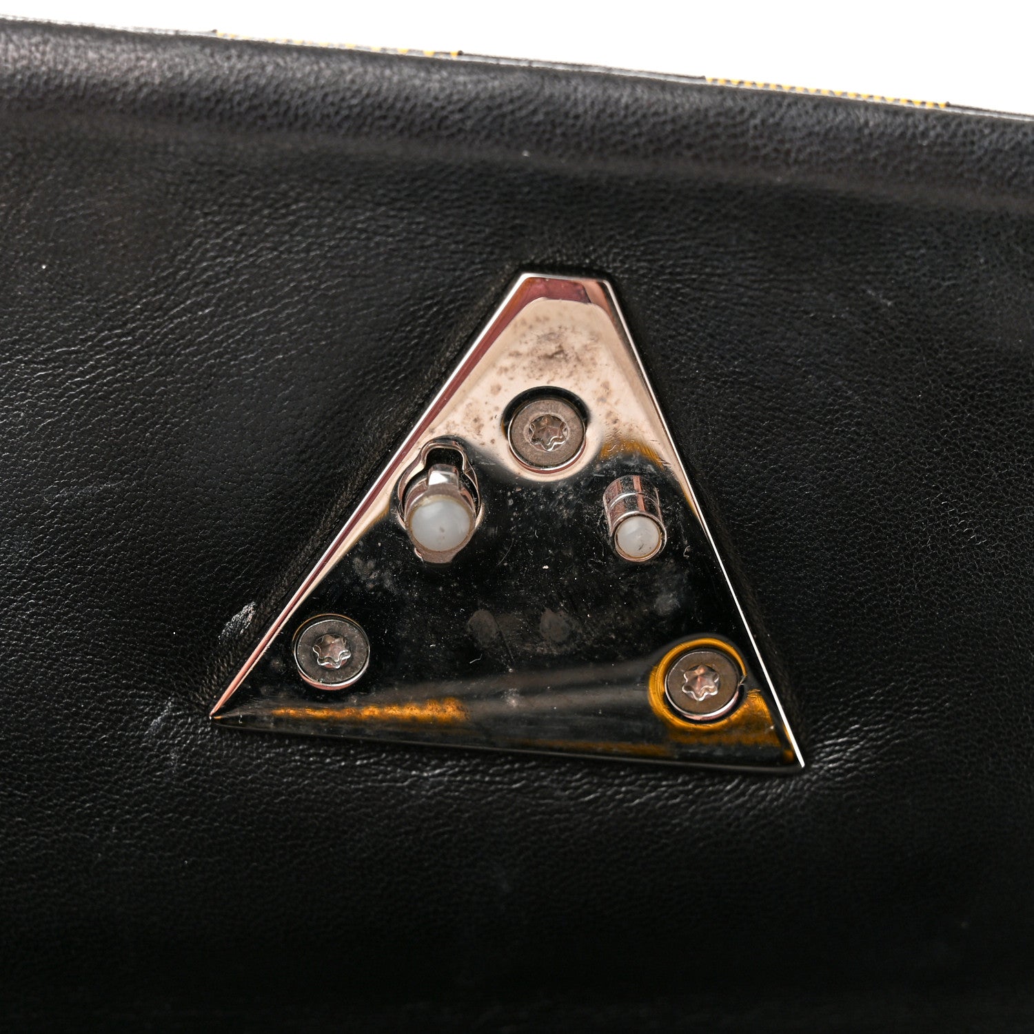 Louis Vuitton Calfskin Damier Twist Shoulder Bag BB Black Yellow 10 of 11