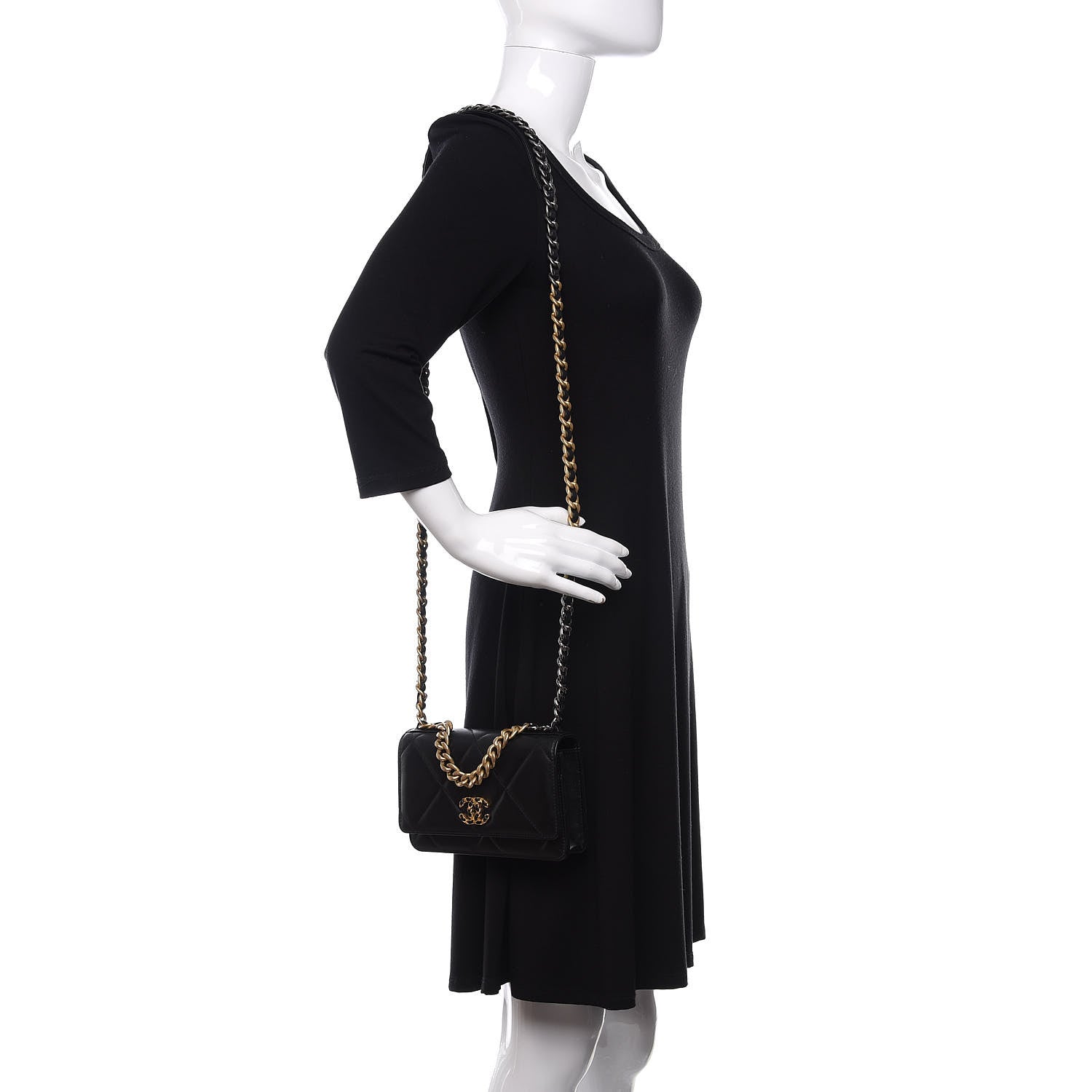 Chanel Goatskin Quilted 19 Wallet On Chain WOC Black 2 of 11
