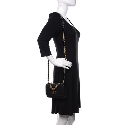 Chanel Goatskin Quilted 19 Wallet On Chain WOC Black 2 of 11
