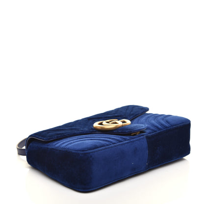 Gucci Velvet Matelasse Medium GG Marmont Shoulder Bag Cobalt Blue 4 of 9