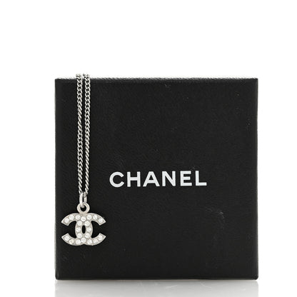 Chanel Crystal Timeless CC Necklace Silver 7 of 7