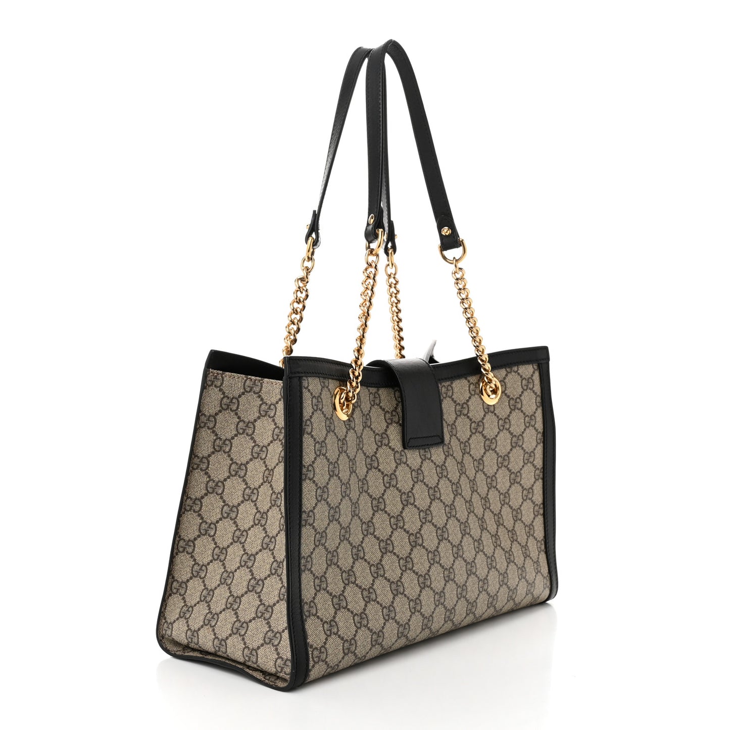 GG Supreme Monogram Medium Padlock Tote Black