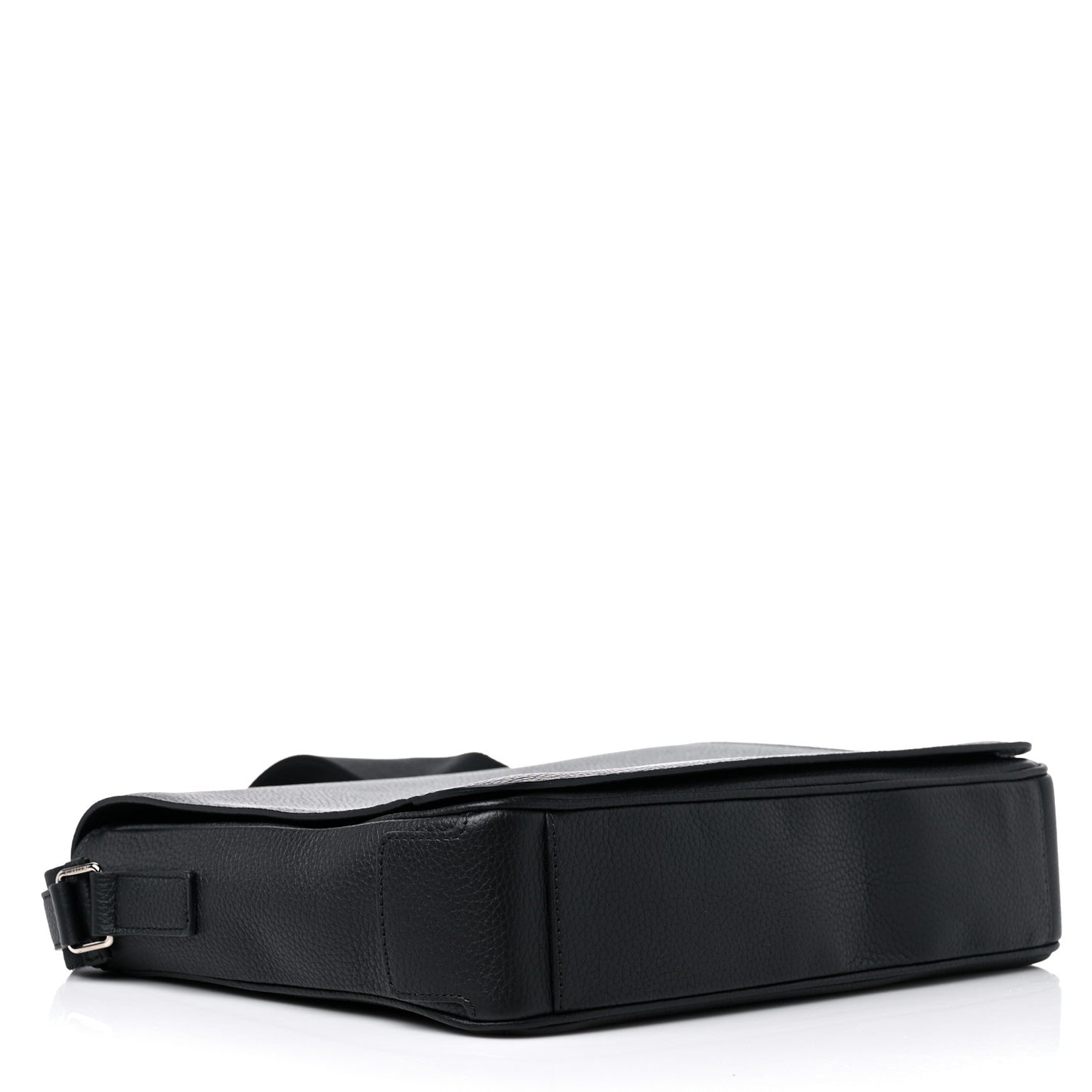 Grainy Calfskin Embossed Bruno Messenger Black