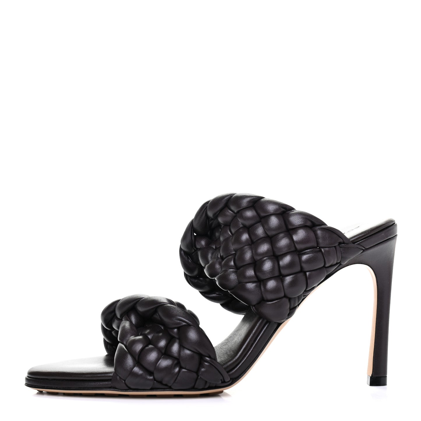 Nappa Twisted Padded Intrecciato Curve Slide Sandals 37 Fondant