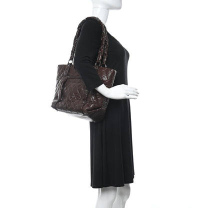 Chanel Distressed Lambskin Vintage Ligne Lady Braid Tote Brown 3 of 14