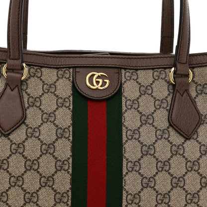 Gucci GG Supreme Monogram Textured Calfskin Web Medium Ophidia Shopping Tote Beige Ebony New Acero 8 of 11