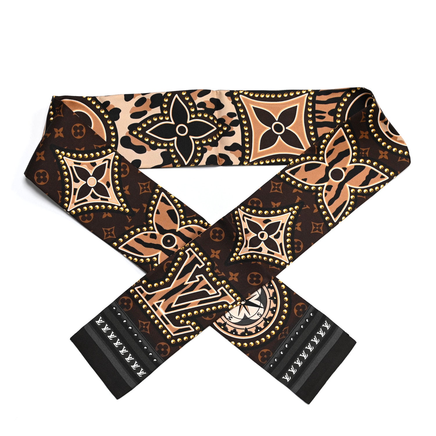 Louis Vuitton Silk Monogram LV World Bandeau Brown 1 of 3