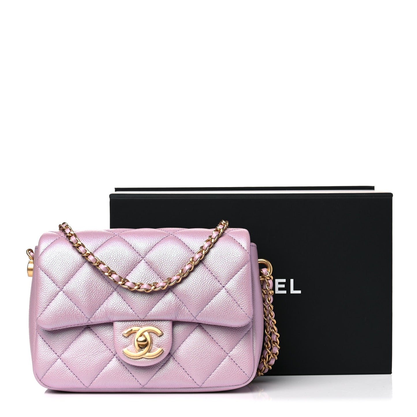 Iridescent Caviar Quilted Mini My Perfect Flap Pink
