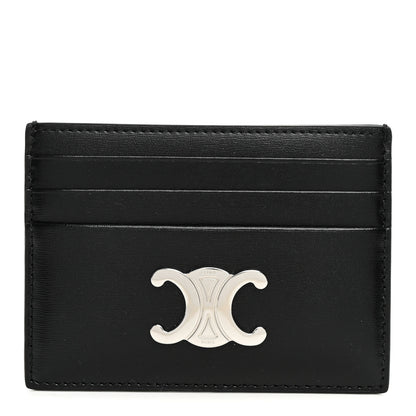 Celine Shiny Calfskin Triomphe Card Holder Black 1 of 9