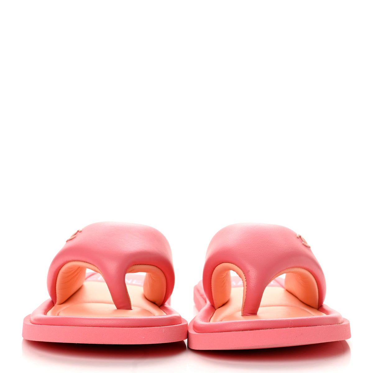 Lambskin Padded Pool Thong Sandals 38 Pink Orange