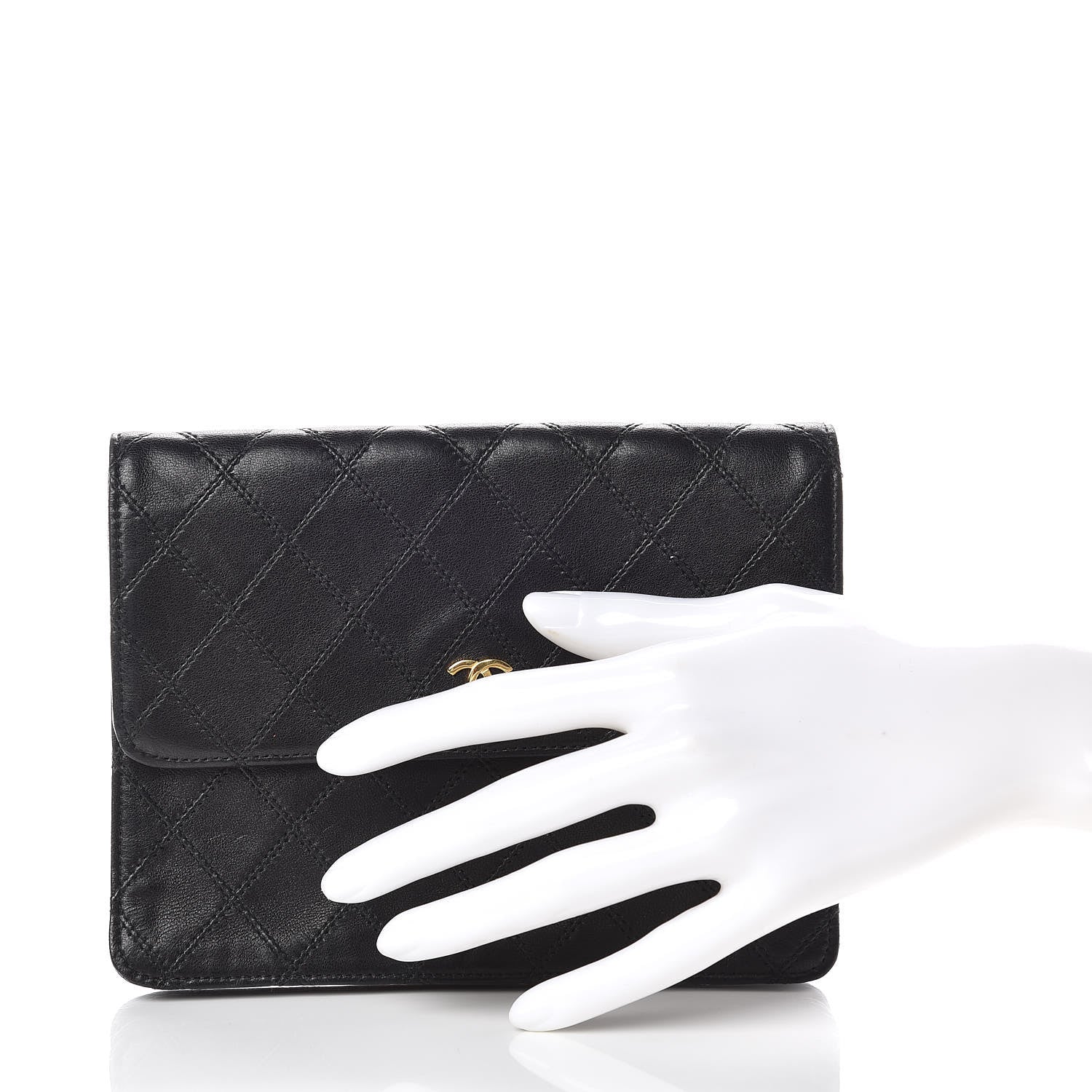 Chanel Lambskin Diamond Stitch Compact Pouch Black 2 of 12